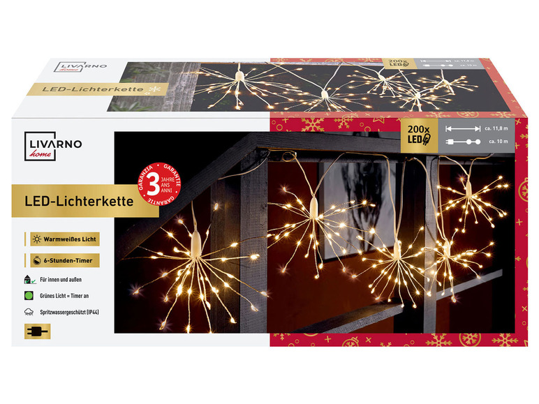 Gehe zu Vollbildansicht: LIVARNO home Lichterkette Dandelion, mit 200 LEDs - Bild 5