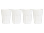 Vier weiße Gläser, geeignet für Kaffee oder Tee.