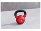 Eine rote 10 kg Kettlebell zum Training.