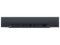 Rückseite einer schwarzen Soundbar mit Anschlüssen für HDMI, USB, AUX und Strom.