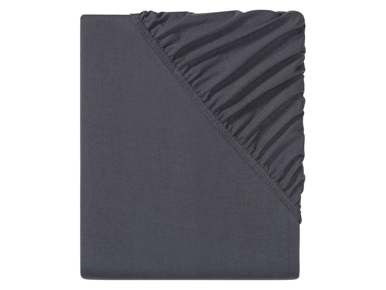 Ein dunkelgraues Spannbettlaken.