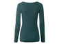 Ein dunkelgrünes Langarmshirt für Damen.
