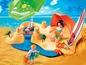 Playmobil Strandset mit Zelt, Sandburg und Surfbrett.