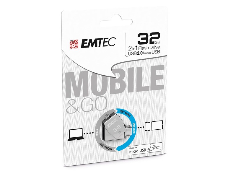 Gehe zu Vollbildansicht: Emtec Dual USB 2.0 micro-USB T250 Stick - Bild 2