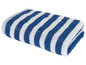 Ein blau-weiß gestreiftes Handtuch.