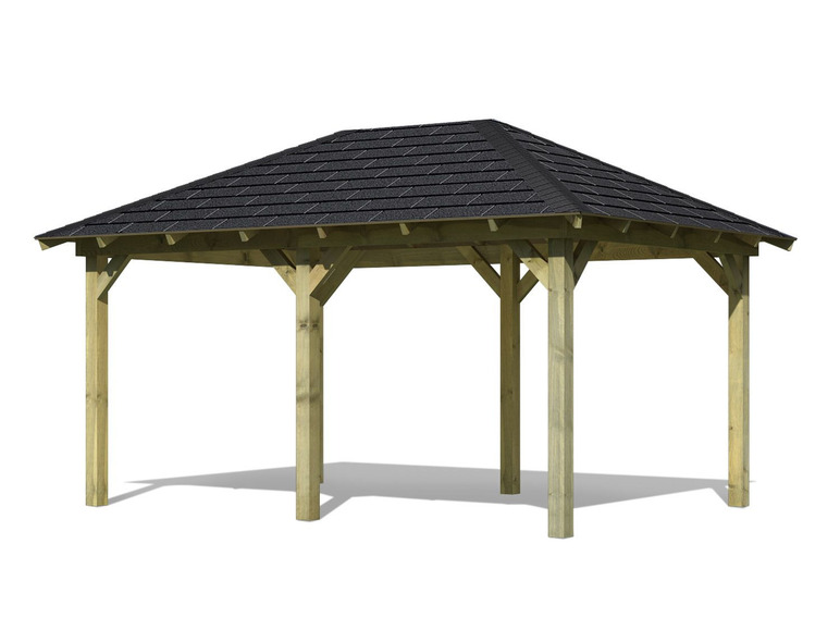 Gehe zu Vollbildansicht: Karibu Pavillon »Chur«, mit Massivholz-Pfosten, mit oder ohne H-Anker und Dachschindeln - Bild 8