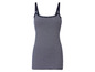 Ein gestreiftes, dunkelblaues Tanktop mit Spitze.