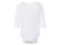 Weißer Baby-Body mit langen Ärmeln.