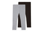 Zwei Leggings, ein Paar grau und ein Paar schwarz.