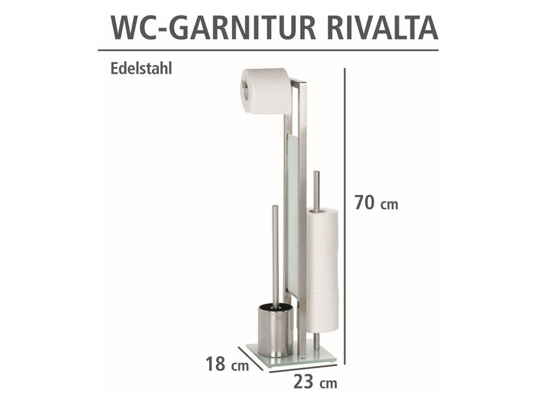 Gehe zu Vollbildansicht: Wenko Stand-WC-Garnitur »Rivalta«, mit integriertem Ersatzrollenhalter, Glasplatte - Bild 5