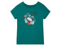 Ein grünes T-Shirt mit einem Kokosnuss- und Blumenmuster.