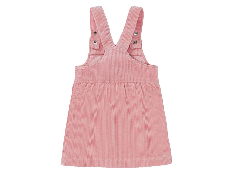 Rosa Cord-Kleid mit Trägern.