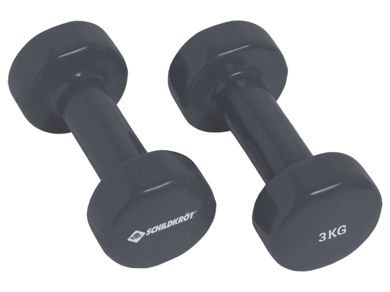 Zwei graue 3 kg Hanteln von Schildkröt.