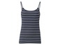 Ein gestreiftes, dunkelblaues Tanktop mit Spaghettiträgern.