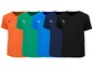 Schwarze, blaue, grüne und orange Puma T-Shirts mit V-Ausschnitt.