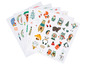 Weihnachtssticker mit Motiven von Tieren, Bäumen und Weihnachtsdekoration