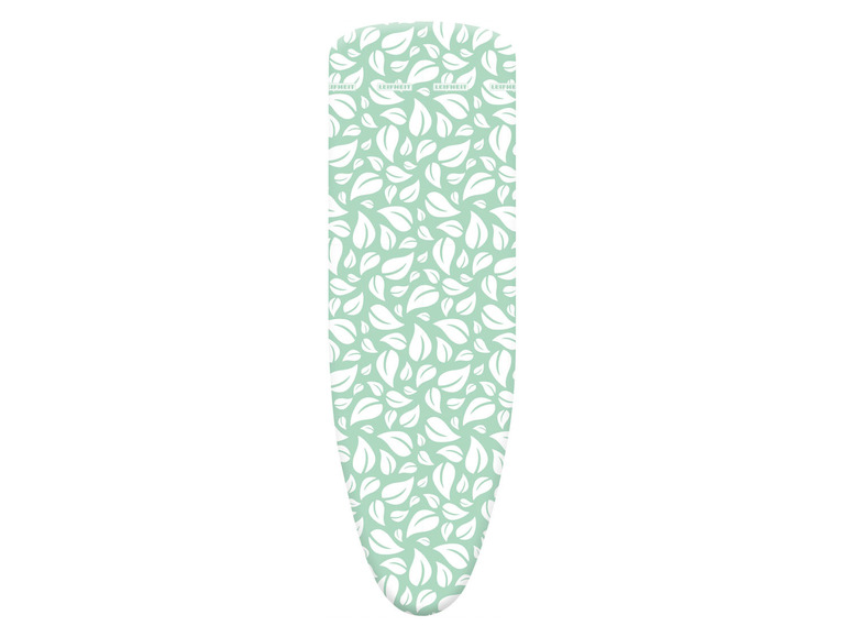 Eine grüne Bügelbrettbezug mit einem Blattmotiv.
