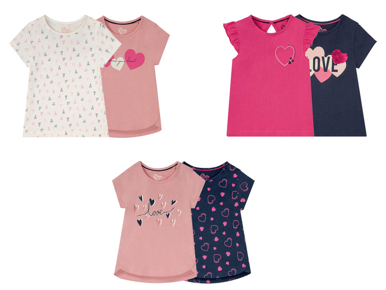 Gehe zu Vollbildansicht: lupilu 2 Kleinkinder Mädchen T-Shirts, reine Baumwolle - Bild 1