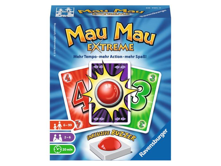 Ravensburger Mau Mau Extreme Kartenspiel mit Buzzer