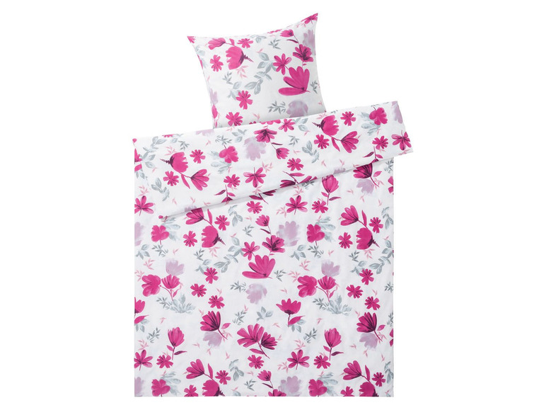 Bettwäsche mit floralem Muster in Rosa.