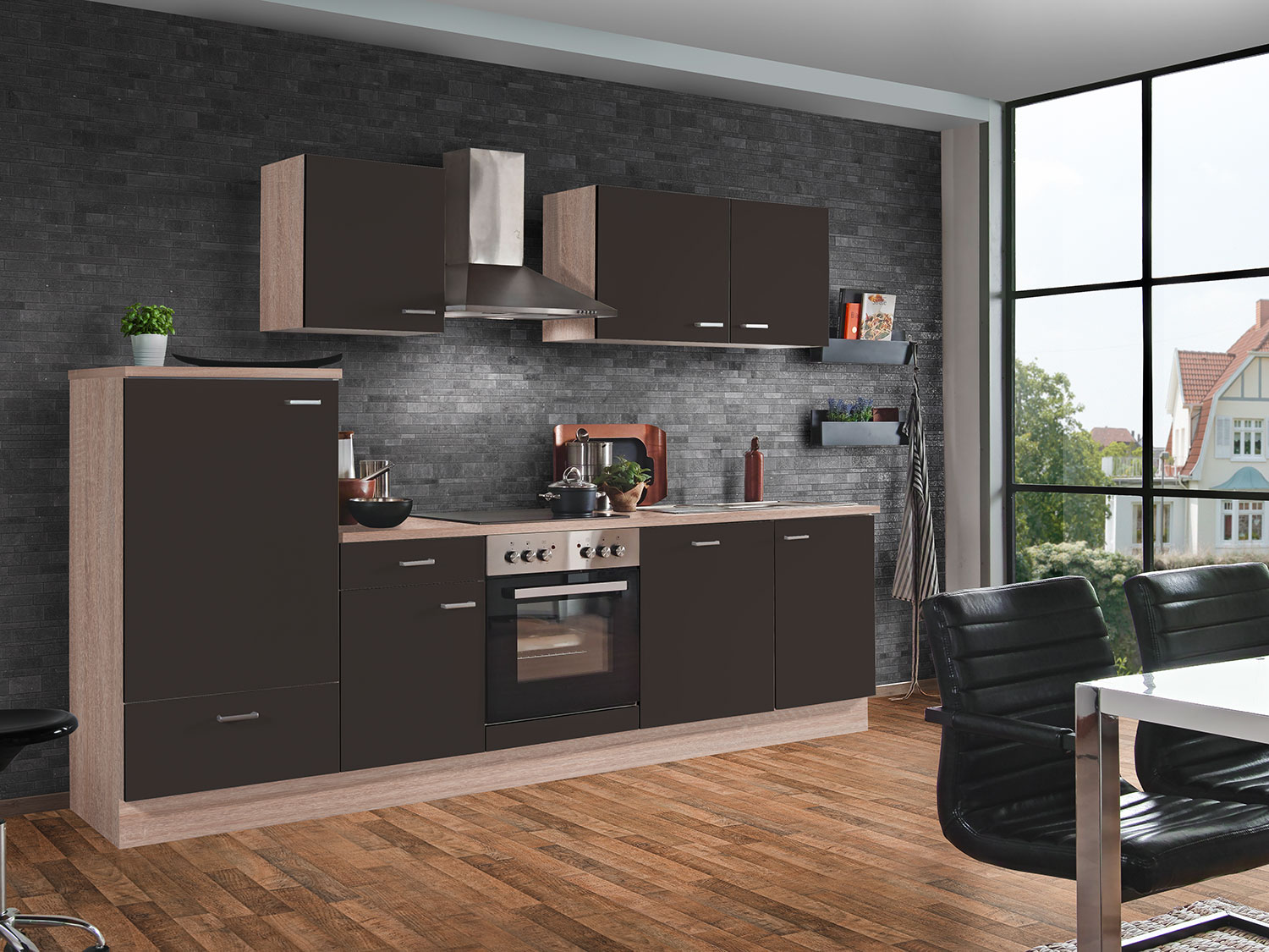 Menke Küchenblock Classic Leerblock 270/280/300/310cm (frei Bordsteinkante, lava, 280 cm) | 04039354094096