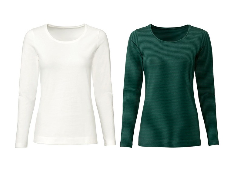 Gehe zu Vollbildansicht: ESMARA® Langarmshirt Damen, 2 Stück, in Single-Jersey-Qualität, aus Baumwolle und Elasthan - Bild 2