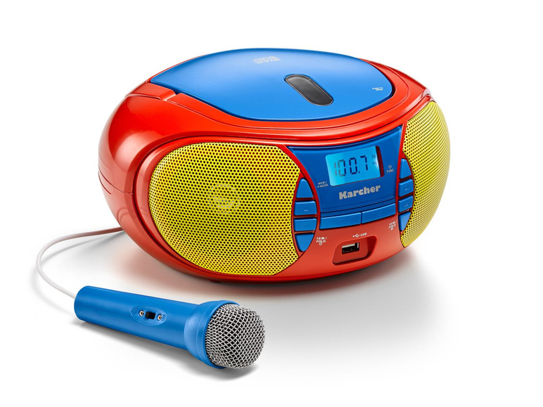 Gehe zu Vollbildansicht: Karcher RR 5026 tragbares CD Radio - Bunte Kinder-Boombox mit CD-Player & Mikrofon - Bild 1