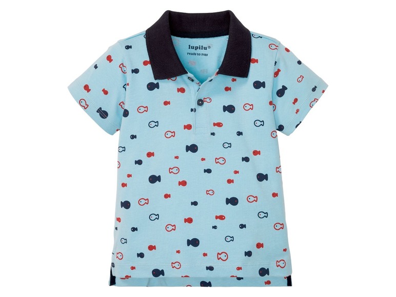 Gehe zu Vollbildansicht: LUPILU® Baby Poloshirt Jungen, mit Seitenschlitzen, verlängerte Rückseite, reine Baumwolle - Bild 2