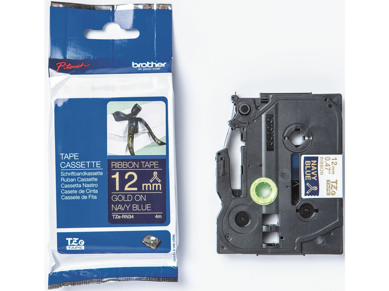 Brother P-touch Tintenbandkassette mit 12 mm gold auf marineblau