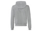 Grauer Hoodie mit Kapuze.