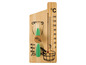 Ein Holz-Badethermometer mit Sanduhr.
