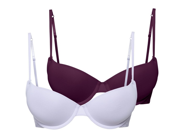 Gehe zu Vollbildansicht: ESMARA® Lingerie T-Shirt-BH, 2 Stück, mit Spitze, gepolsterte Cups, enthält Elasthan - Bild 2