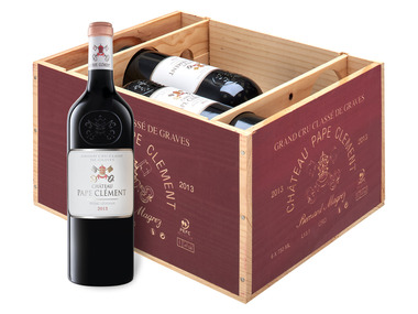 6 x 0,75-l-Flasche Château Pape Clement Pessac-Léognan AOP trocken, Rotwein 2013 - Original-Holzkiste