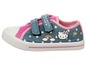 Blaue Hello Kitty Sneaker mit rosafarbenen Akzenten.