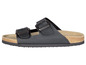Schwarze Sandalen mit Schnallen und Korksohle.