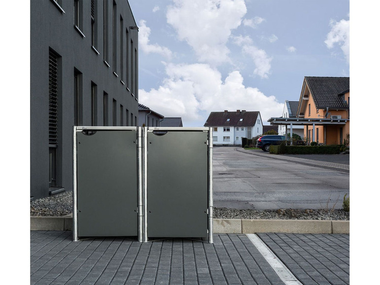 Gehe zu Vollbildansicht: HIDE Dänemark Mülltonnenbox, für Mülltonnen bis 240 Liter, mit Tür und Klappdeckel - Bild 15
