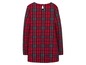 Ein rotes, kariertes Kleid mit langen Ärmeln.