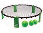 Ein Roundnet-Set mit Netz, Ring und drei Bällen.
