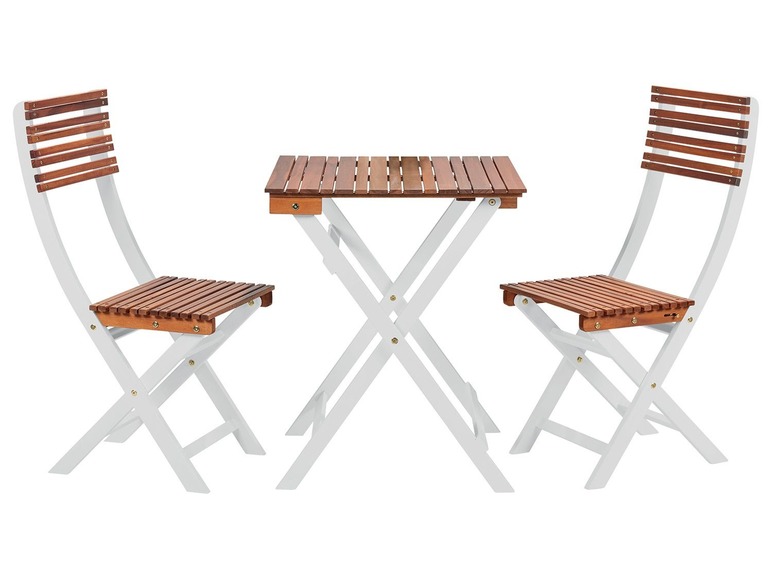 Gehe zu Vollbildansicht: FLORABEST Balkonmöbel Set, mit 2 Stühlen und 1 Tisch, aus Akazienholz, witterungsbeständig - Bild 1