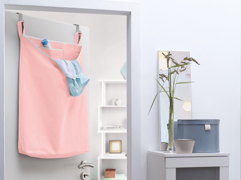 Gehe zu Vollbildansicht: AQUAPUR® Über-Tür Wäschesammler, mit passenden Metallhaken, unterseitiger Reißverschluss - Bild 9
