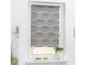 Graues Rollrollo mit Wellenmuster für ein Fenster.