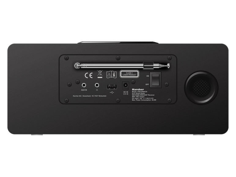 Karcher DAB 9000CDi Internetradio mit CD-Player & integriertem Subwoofer (DAB+ / UKW-RDS, WLAN & Bluetooth, Dual-Alarm)