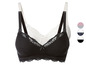 Zweiteiliger Schwangerschafts- und Still-BH mit schwarzen und weißen Cups mit Spitze.