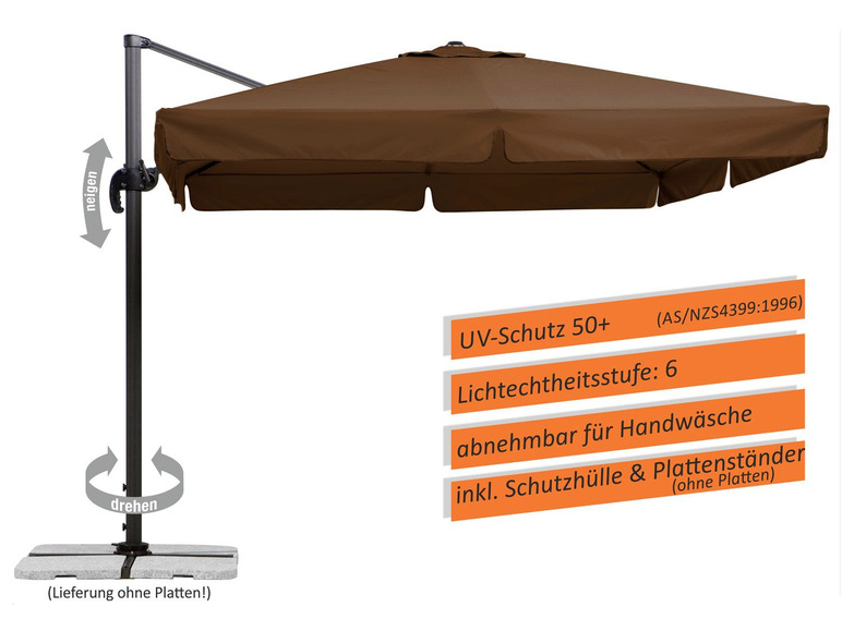 Gehe zu Vollbildansicht: Schneider Ampelschirm »RHODOS«, quadratisch, inklusive Schutzhülle, mit Alu-Stahl-Gestell - Bild 42