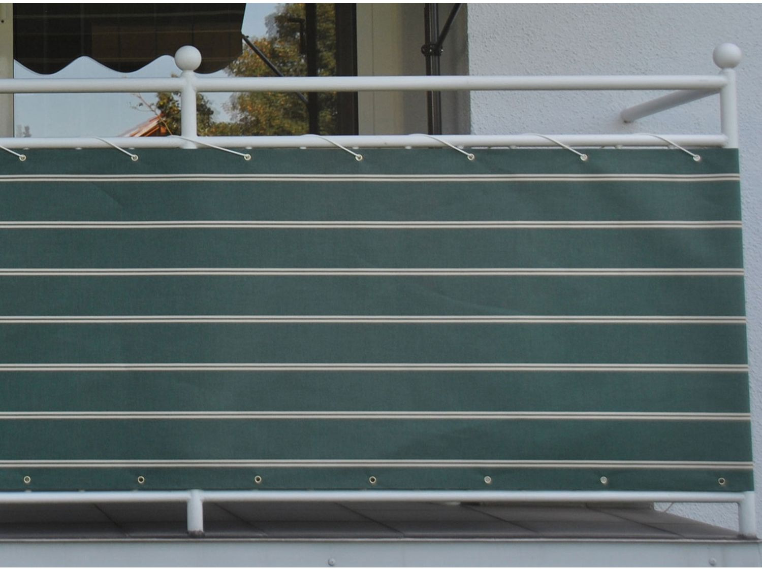 Angerer Balkonbespannung PE-Gewebe Blockstreifen Länge: 6 Meter 75 cm hoch Blau