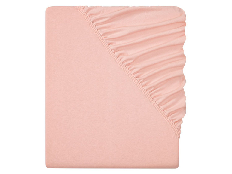 Ein rosafarbenes Spannbettlaken.