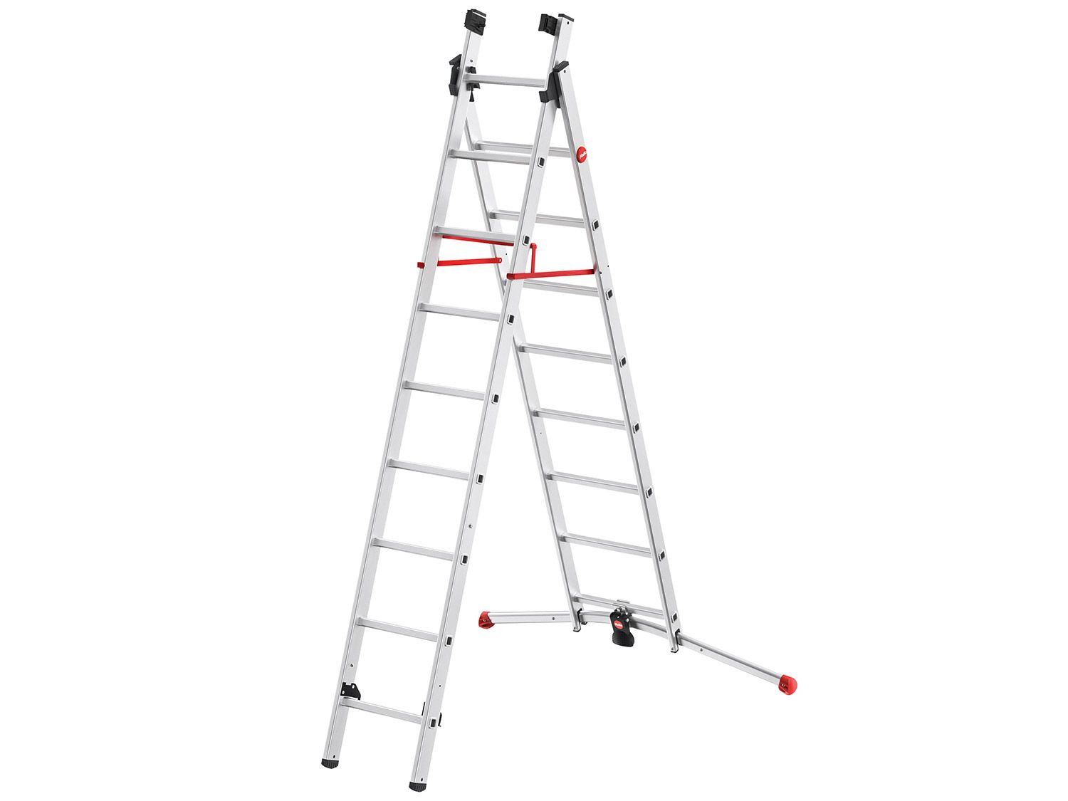 Hailo Alu-Kombileiter "S100 ProfiLOT" 2 x 9 + 1 x 8 Sprossen – Bild 3 von 4