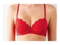 Ein roter BH mit Spitze.