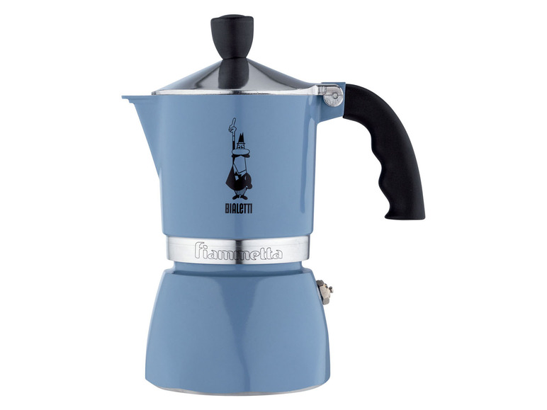 Eine blaue Bialetti Fiammetta Espressomaschine.