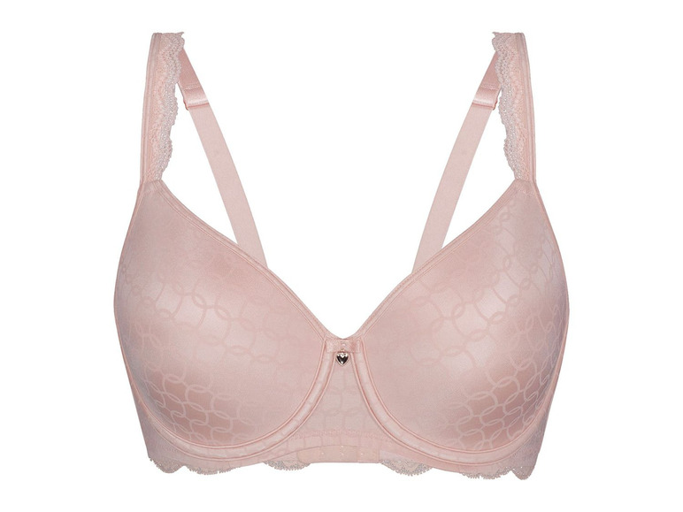 Ein rosa BH mit Spitze und glatten Cups.